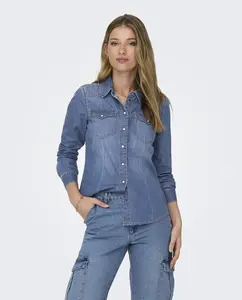 Женская джинсовая рубашка с длинными рукавами Only, синий