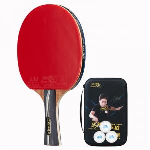 Ракетка для пинг-понга DOUBLE FISH, [kirin черный horizontal single racket]comes with original thickened racket bag+3 pcs competition exclusive shuttlecocks