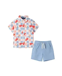 Детский комплект для мальчиков Toddler/Child Checkered Bomb Pop с рубашкой на пуговицах Andy & Evan, синий