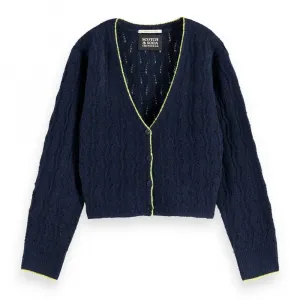 Кардиган Scotch & Soda Lightweight Ajour Knitted, синий