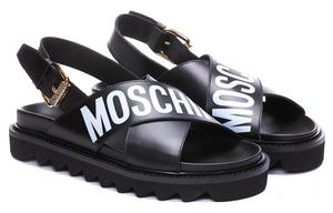 Женские черные сандалии на одной брючной резинке MOSCHINO