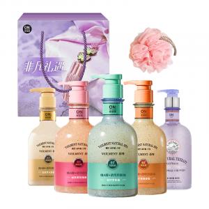 Матирующий гель для душа sea salt 400мл*5+увлажняющий гель для душа body wash flower с глубоким очищением и увлажнением ONTHEBODY