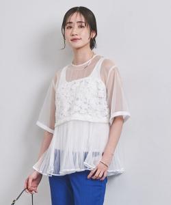 Вышитая плиссированная блузка United Arrows, цвет White