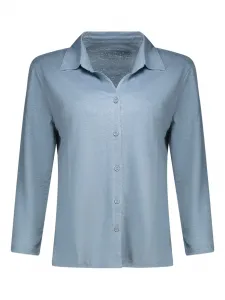 Топ на пуговицах с воротником Majestic Filatures, синий