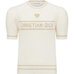 Dior Женские свитера, цвет экрю, золотистый, круглый вырез, средней толщины, другие цвета