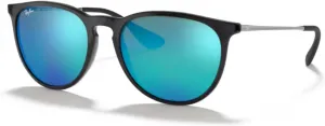 Солнцезащитные очки Ray-Ban RB4171 ERIKA круглой формы для женщин + комплект с аксессуарами, Black/Light Green Mirror Blue