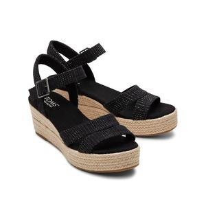 Томс Одри 10020749 Сандалии женские черные с ремешком на щиколотке эспадрильи на платформе Toms