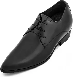 Мужские невидимые туфли-лифтеры CALTO - лаковая кожа черного цвета, шнуровка, формальные оксфорды - увеличение роста на 7 см - K2726 - размер 10 D(M) US No Brand, черный