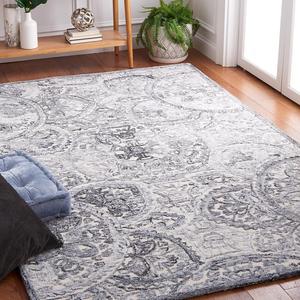 Ковер SAFAVIEH, 153 x 244 см, Metro Collection, Ivory & Grey, ручной работы из шерсти, идеален для помещений с высокой проходимостью в гостиной, спальне (MET889F)