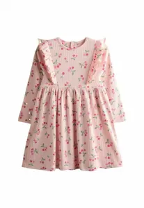 Платье-Сарафан прямого кроя с длинными рукавами и оборками вишневого цвета Jojo Maman Bébé, Light Pink