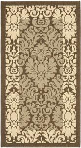 Ковер SAFAVIEH, 61 x 110 см, Courtyard Collection, коричневый и натуральный, без линьки и простой в уходе, для помещений и улицы, моющийся — идеально для патио, заднего двора, прихожей (CY2727-3009)