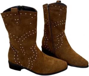 Зимняя мода: женские сапоги большого размера на низком каблуке с боковой молнией, удобная и приятная к коже подкладка, качественная текстура верха, подходят для повседневной носки. Clolinde, Brown