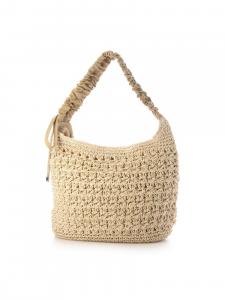 Сумка-тоут Cachecache / вязаная сумка с завязками и собранными ручками, двухсторонняя.