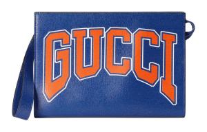 Кожаный клатч мужской синий GUCCI