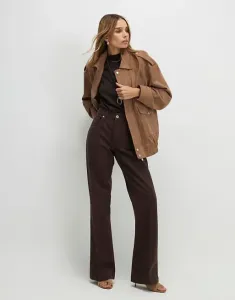 Темно-коричневые джинсы со складками River Island