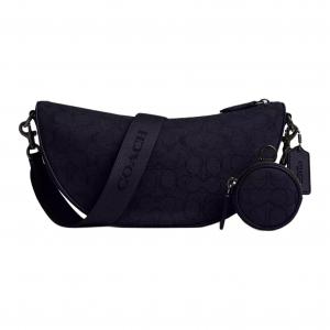 COACH Полиэстеровый круассан сумка через плечо кроссбоди тубус женская черная