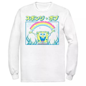 Мужская футболка с радужным плакатом и кандзи «Губка Боб Квадратные Штаны» Nickelodeon