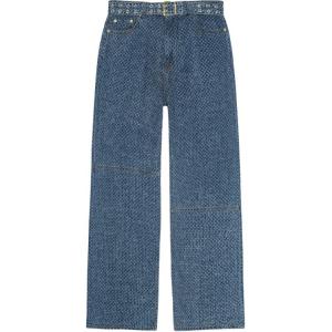 Джинсы с поясом и широкими штанинами GANNI, синий