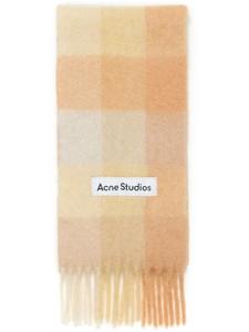 Клетчатый шарф с аппликацией логотипа Acne Studios, нейтральный цвет