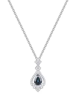 Ожерелье с подвеской в виде грушевидного гало длиной 18 дюймов из 14-каратного золота (также с рубинами и сапфирами) с изумрудами (5/8 карата) и бриллиантами (1/5 карата) Macy'S, sapphire