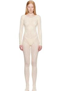 Розовый кружевной комбинезон Swedish Stockings, цвет ivory