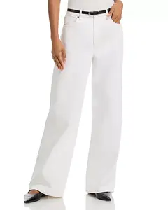 Джинсы с высокой посадкой и широкими штанинами в натуральном цвете. Frame, белый