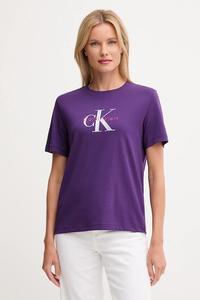 Хлопковая футболка Calvin Klein Jeans, фиолетовый
