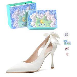 Feo Dvke Тонкие каблуки на шпильке женские белые [подарочный набор Blue Love] + подарок, цвет White[Blue Love Gift Box Set]+Giveaway
