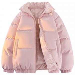 Пуховик Unisex Stand Collar Moderate WARRIOR, розовый-reversible