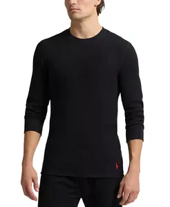 Мужская футболка с длинным рукавом и круглым вырезом для сна Polo Ralph Lauren, черный