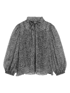 Блузка с высоким воротником и узором шеврон Dolce & Gabbana Kids, черный