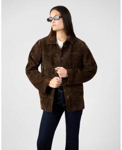 Женская куртка из высококачественной замши с пуговицами спереди WeWoreWhat, Chocolate brown