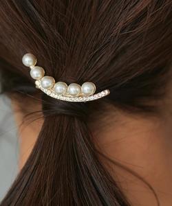 Заколка для волос в форме полумесяца с жемчужным камнем Pierrot, цвет Gold