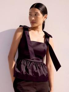 Топ на бретелях-галстуках из сатина Ro&Zo, Red