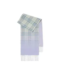 Кашемировый шарф с градиентным клетчатым узором Burberry, зеленый
