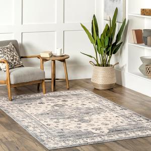 Ковер nuLOOM, 153 x 244 см, со светлосерым рисунком Banks, машинная стирка, устойчивость к пятнам, нескользящая основа, низкий ворс для гостиной, спальни и столовой