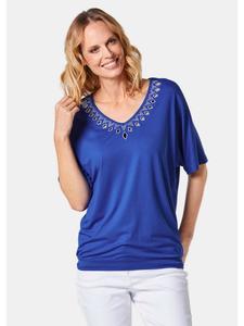 GOLDNER Укороченный размер: Футболка с вышивкой королевского синего цвета