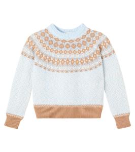 Свитер из букле с добавлением шерсти Moncler Enfant, светло-синий