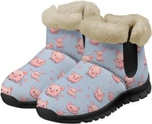 Женские зимние сапоги Jeiento Cartoon Pig с теплой внутренней отделкой, уютные обувь для женщин, Cartoon Pig -Blue