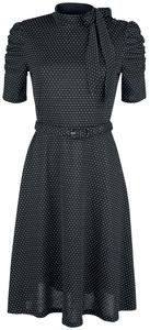 Платье средней длины Voodoo Vixen Posie Black Polka Dot Tie-neck Dress, черный
