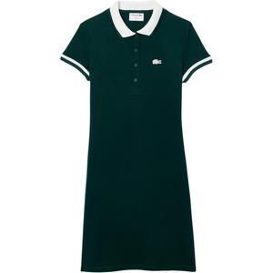 LACOSTE Женское зеленое платье с короткими рукавами