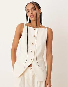 Удлиненный приталенный жилет от Nobody's Child кремового цвета
