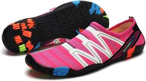 Водные туфли, водные носки-без носка с легким надеванием, быстро сохнущая дышащая сетчатая ткань Suxiaur, красный/розовый