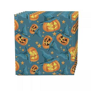 Набор салфеток, 100 % полиэстер, набор из 4 шт., 18x18 дюймов, шляпа ведьмы с тыквой и звездами