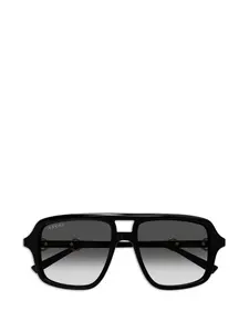 Солнечные очки квадратной формы с деталями в виде конской упряжи Gucci, черный