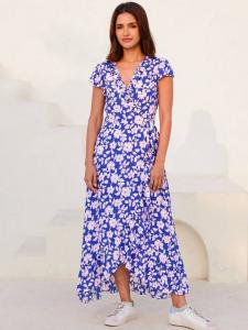 Деми платье-раппорт с цветочным принтом Aspiga, Cobalt/Pink