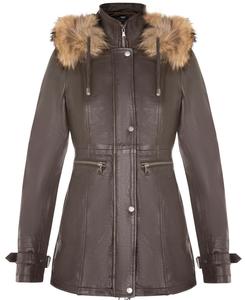 Теплая кожаная куртка-парка с капюшоном northwich Infinity Leather, коричневый