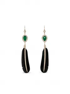 Серьги Sophia из желтого золота с бриллиантами и изумрудами Jacquie Aiche, золотой