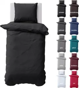 Постельное белье 155x220 см, пододеяльник, 100% хлопок, перкаль, однотонный, комплект постельного белья, черный, 2 предмета Visaggio