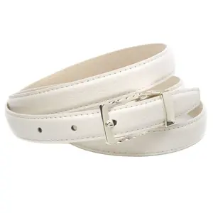 Кожаный ремень Anthoni Crown, узкая форма, узорчатая застежка, белый